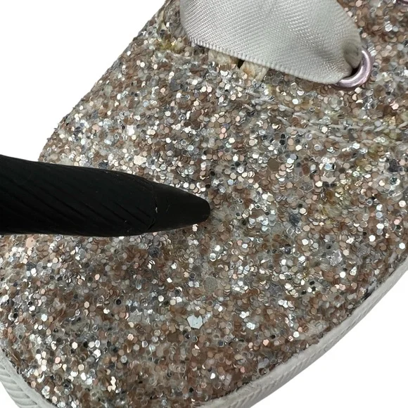 Keds x Kate Spade Glitter Ribbon Sneakers Rose gold Wedding Shoes 9 - Picture 4 of 11